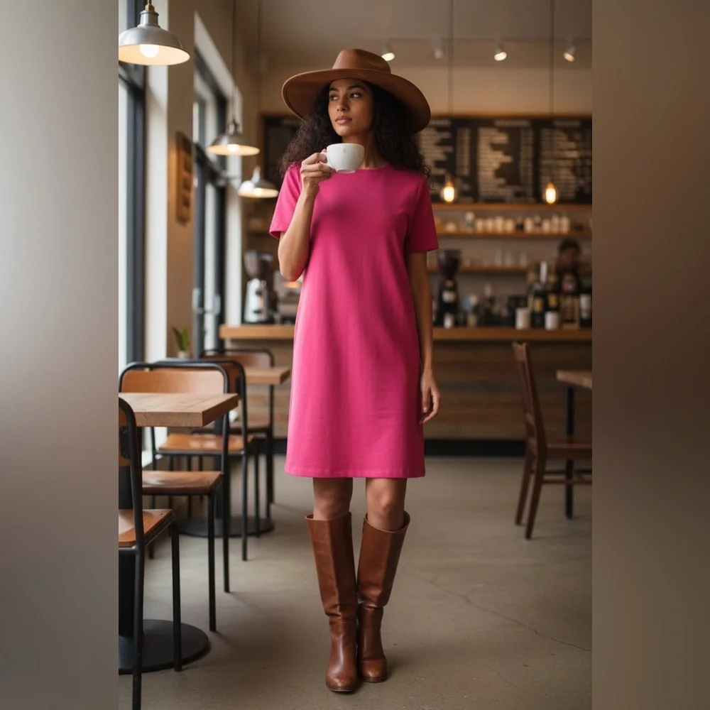 Jude Connelly, pink dress